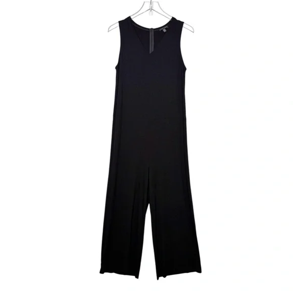 Eileen Fisher Classic Black Knit Women’s Wide Leg Lagenlook Jumpsuit Sz XS - Picture 3 of 15